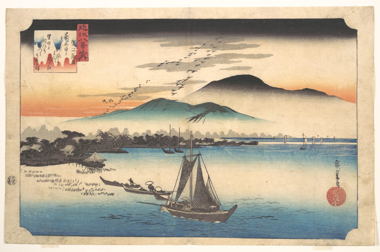 Gansos a regressar a Katada de Utagawa Hiroshige