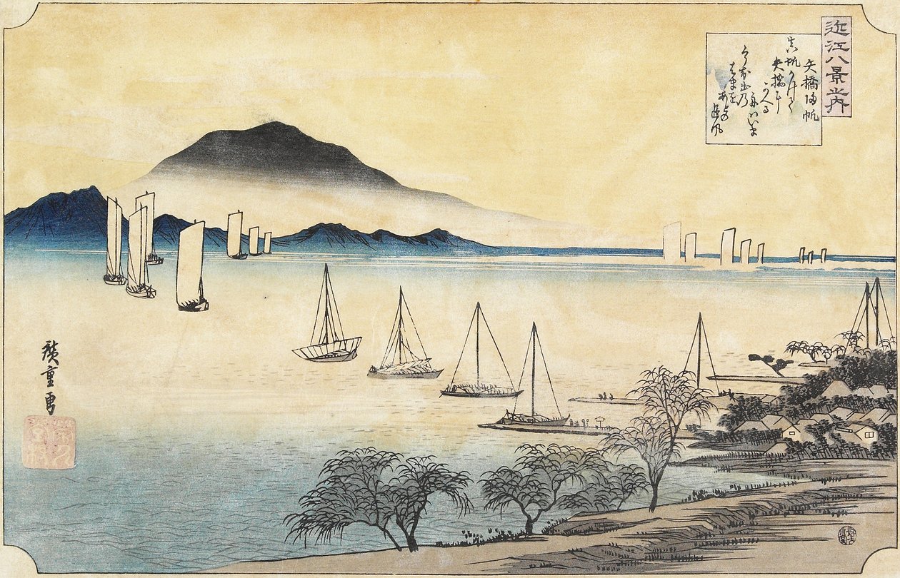 Devolvendo as velas em Yabase, c. 1834 de Utagawa Hiroshige