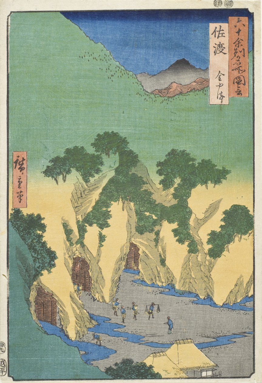 Província de Sado, as minas de ouro de Utagawa Hiroshige