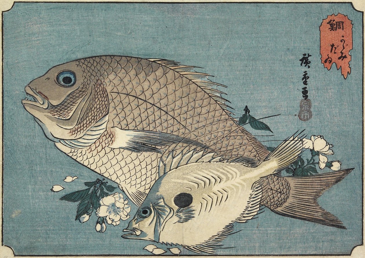 Sea Breams, início do século XIX de Utagawa Hiroshige