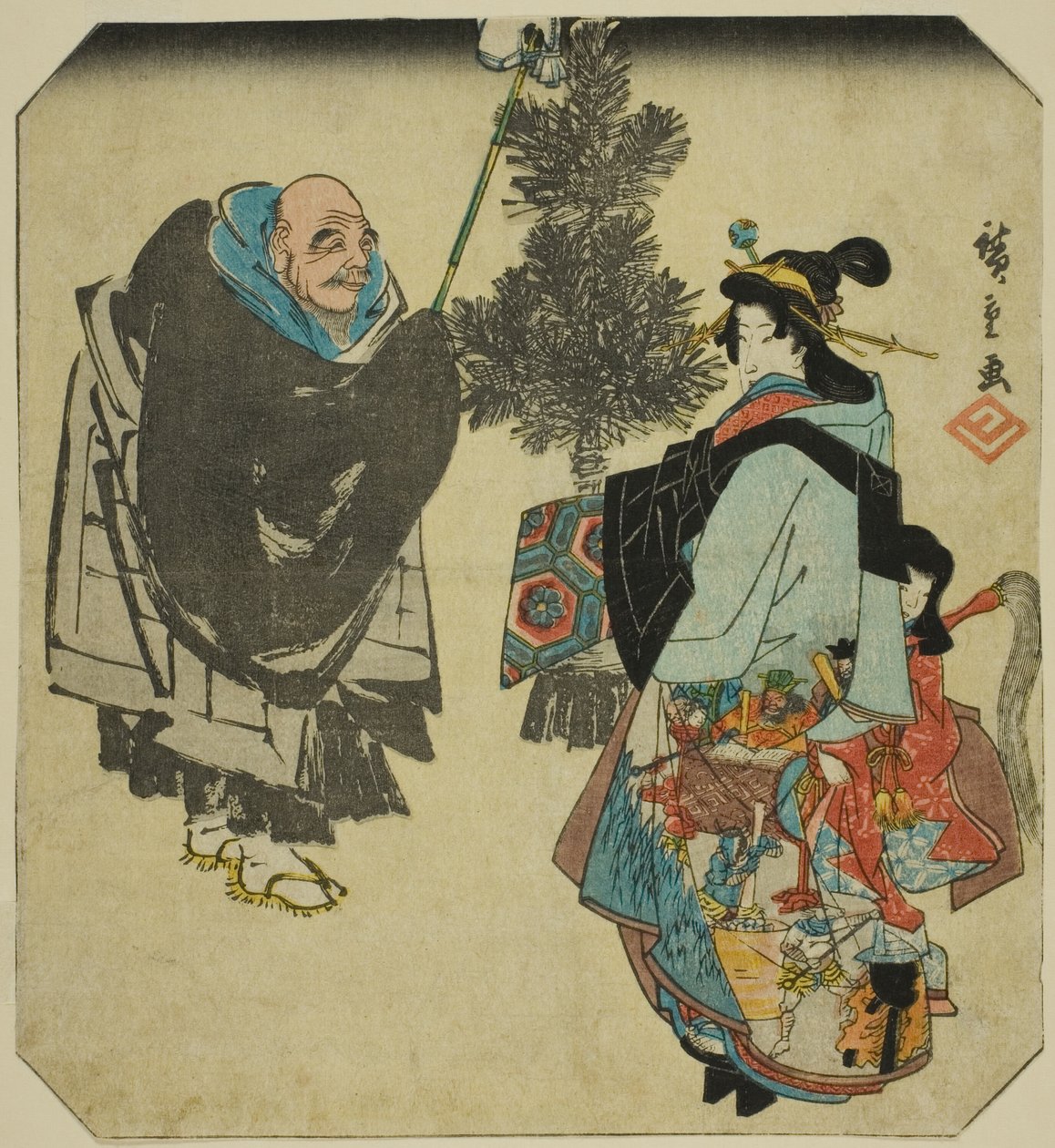Seki: Priest Ikkyu and the Hell Courtesan, da série "Fifty-three Pairings for the Tokaido Road (Tokaido gojusan tsui)" de Utagawa Hiroshige