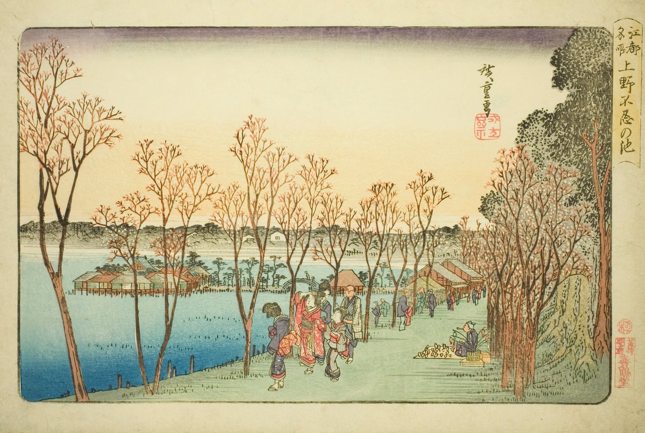 Shinobazu Pond em Ueno (Shinobazu Pond), de Teseries de Utagawa Hiroshige