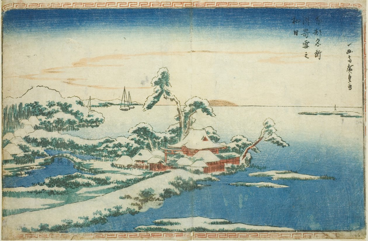 Neve no dia de Ano Novo em Susaki (Susaki yuki no hatsuhi), da série "Vistas famosas da capital oriental (Toto Meisho)" de Utagawa Hiroshige