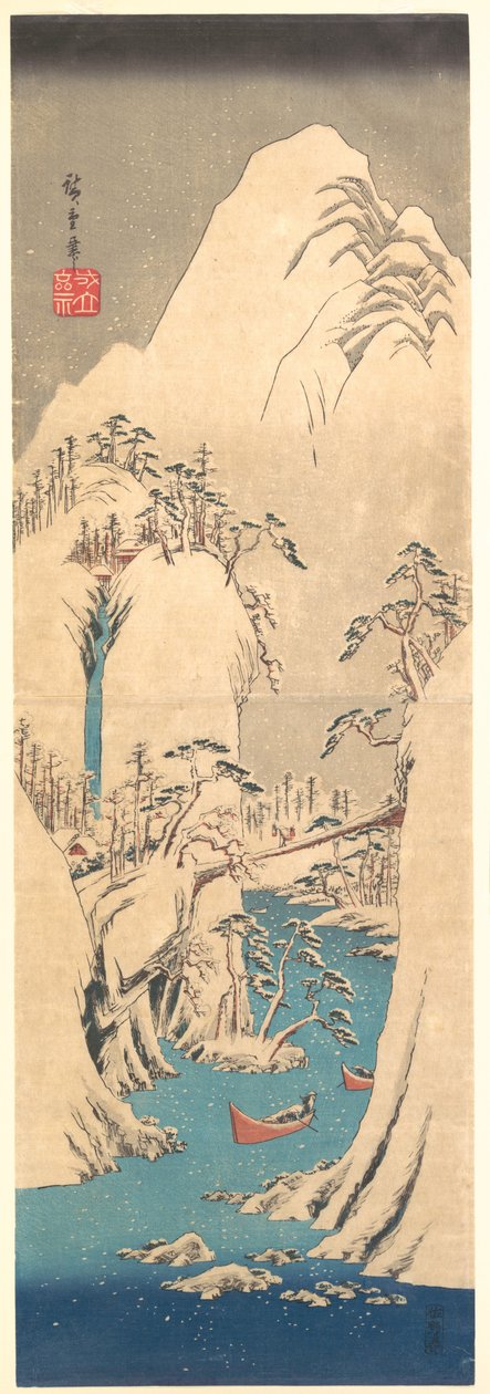 Desfiladeiro nevado de Utagawa Hiroshige