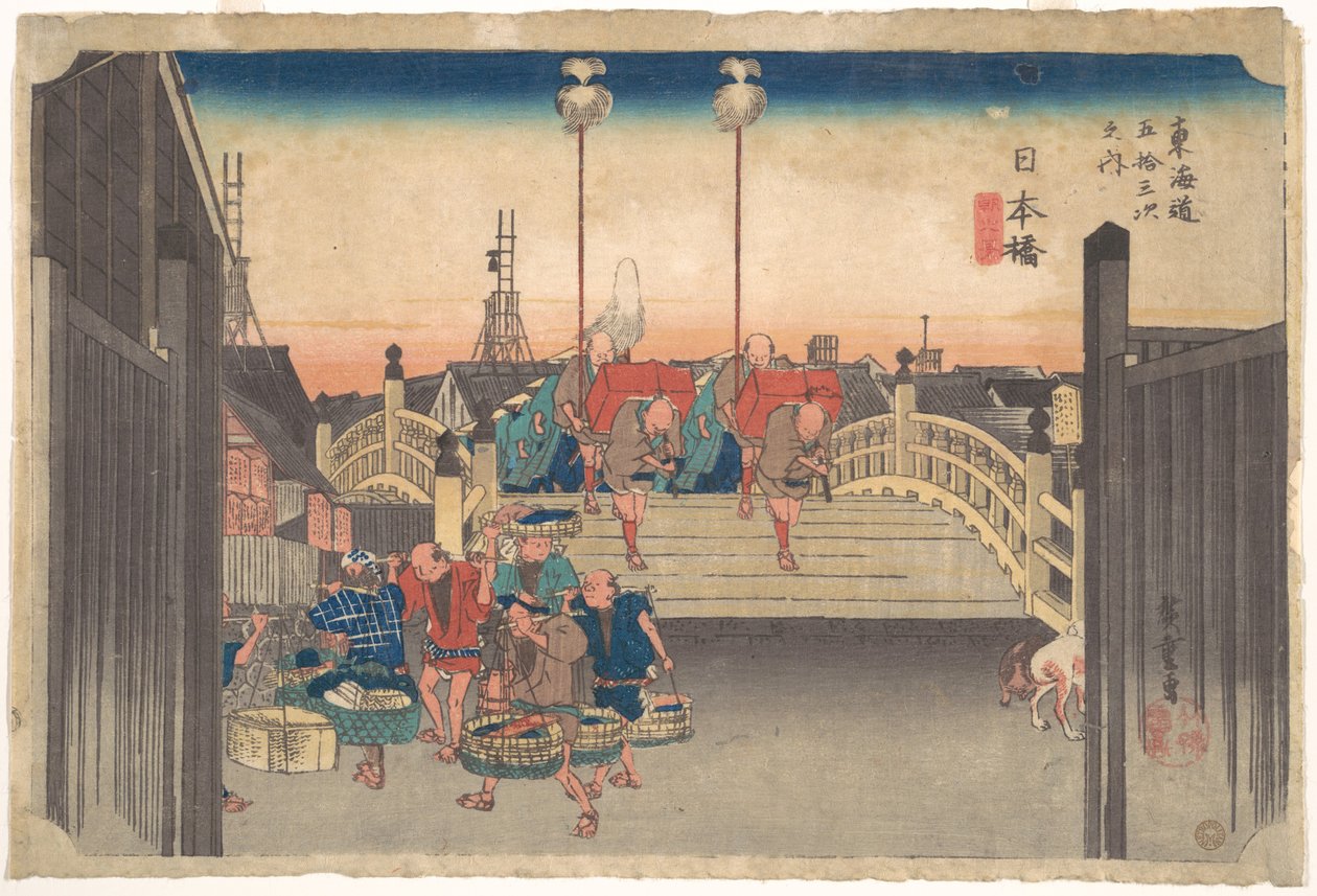 Estação 1: Vista matinal de Nihonbashi de Utagawa Hiroshige