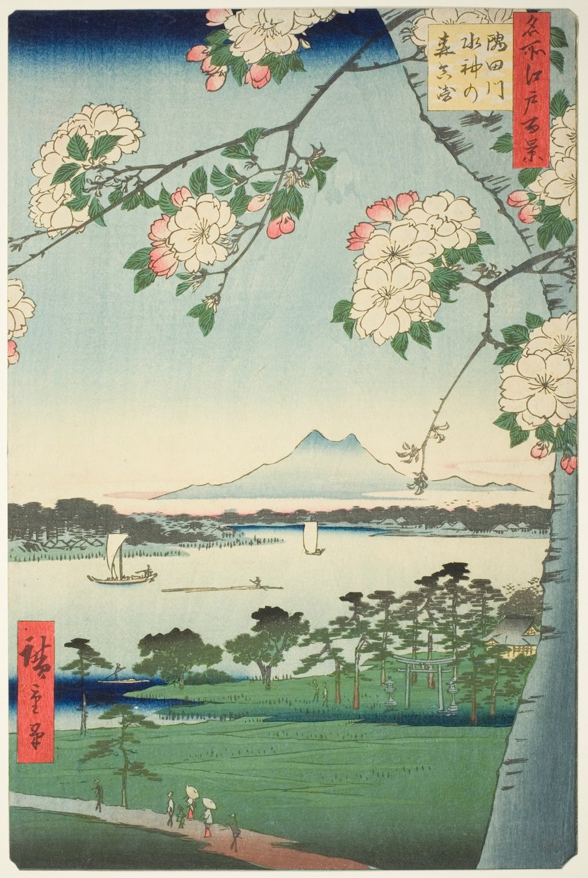 Santuário Suijin d primeiro som te sumida rive r (rio sumida suijin floresta primeiro), da série s ``Ridge dre d fa net views fedo (cem vistas de Edo)