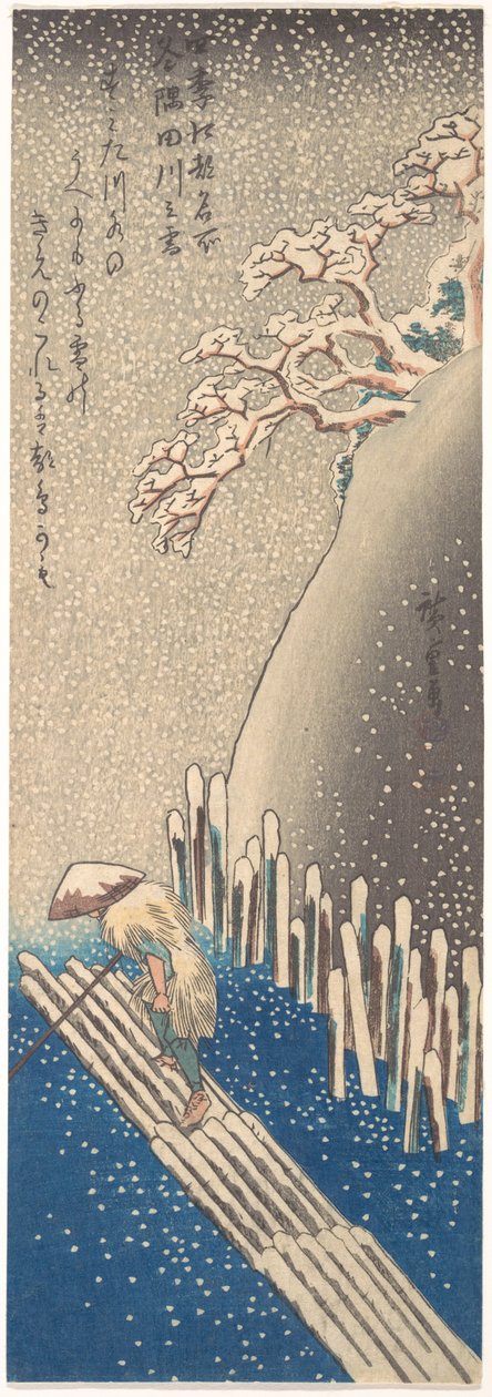 O rio Sumida na neve, da série «Lugares famosos de Edo nas quatro estações» de Utagawa Hiroshige