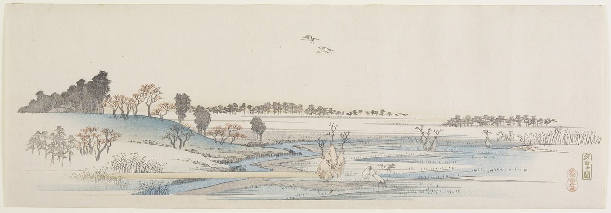 Colina do Pôr do Sol, 1837-1844 de Utagawa Hiroshige