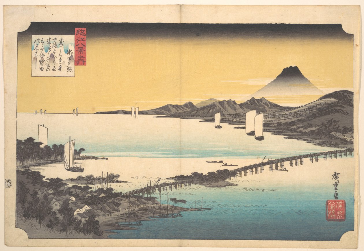 Pôr-do-sol em Seta de Utagawa Hiroshige