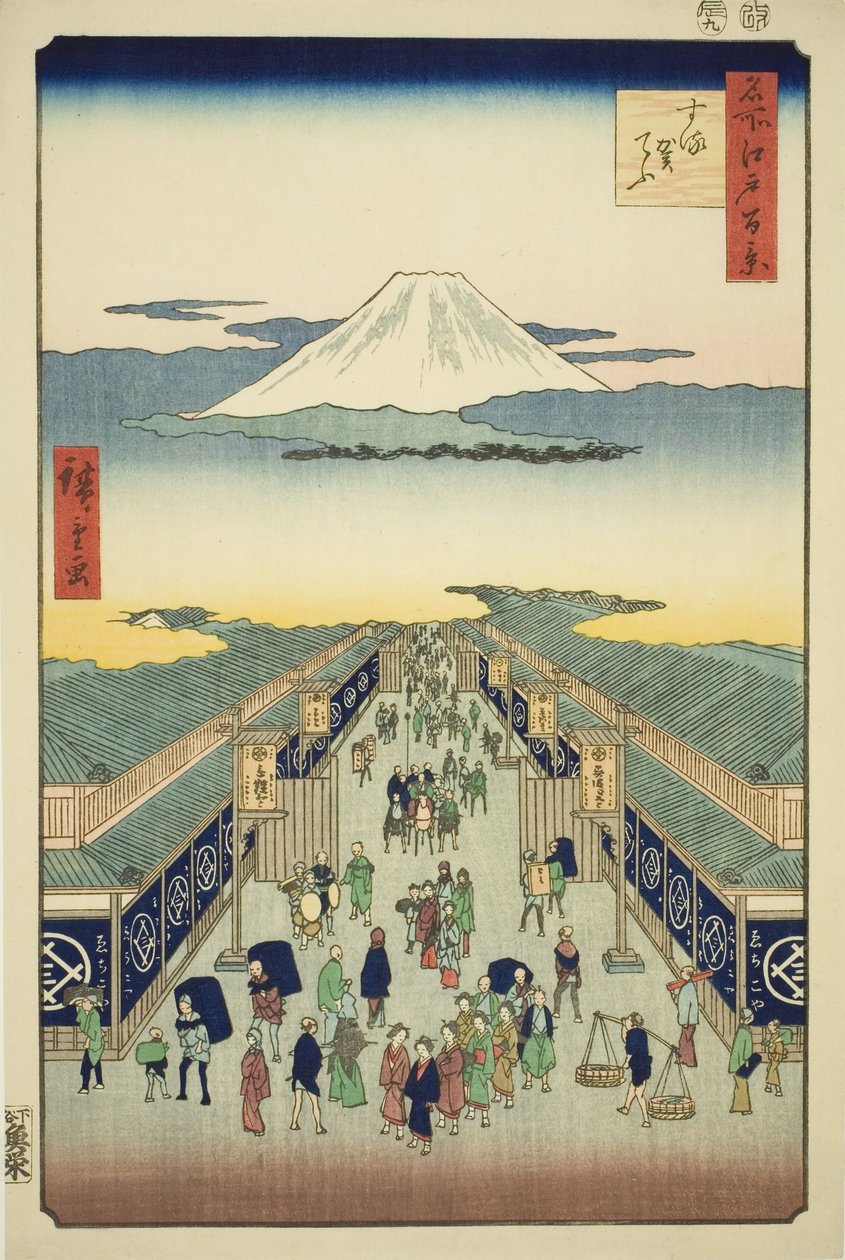 Por Suruga, fm Teserie s "Ridge branch d Red Fanet s Views of Edo (One Hundred Famous Views of Edo)" de Utagawa Hiroshige