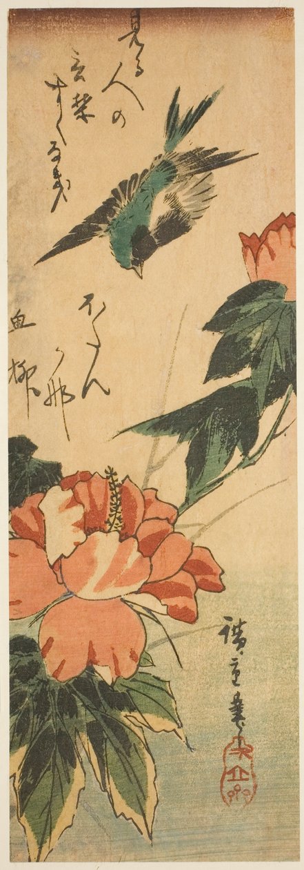 Andorinha e hibisco de Utagawa Hiroshige