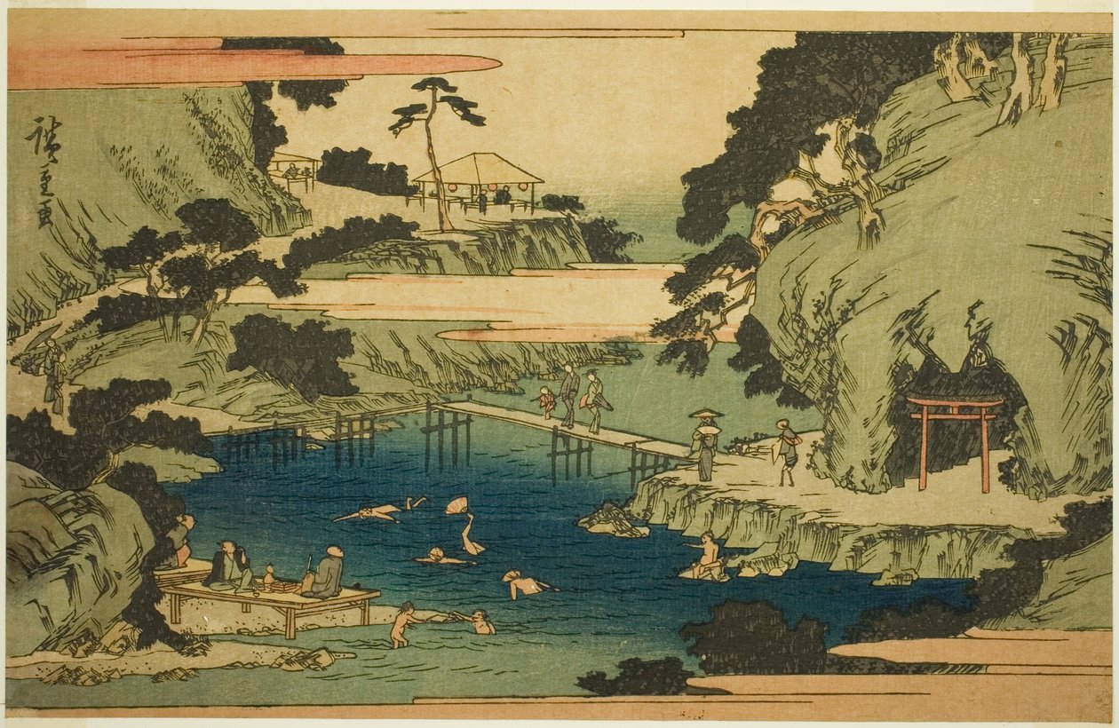 Takinogawa em Oji (Oji Takinogawa), da série "Lugares Famosos na Capital Oriental (Toto meisho)" de Utagawa Hiroshige