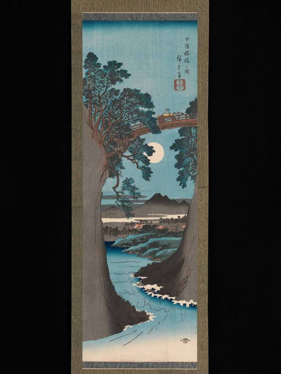 A Ponte dos Macacos na província de Kai (Kōyō Saruhashi no zu) de Utagawa Hiroshige