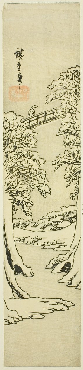 A ponte do macaco no inverno de Utagawa Hiroshige