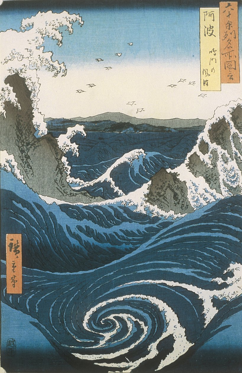 As redemoinhos de Naruto na província de Awa. Da série Famous Views of the ímpares províncias, ca 18 de Utagawa Hiroshige