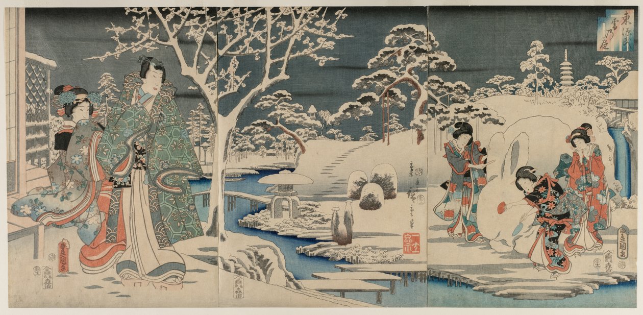 O Jardim Nevado, 1854. de Utagawa Hiroshige