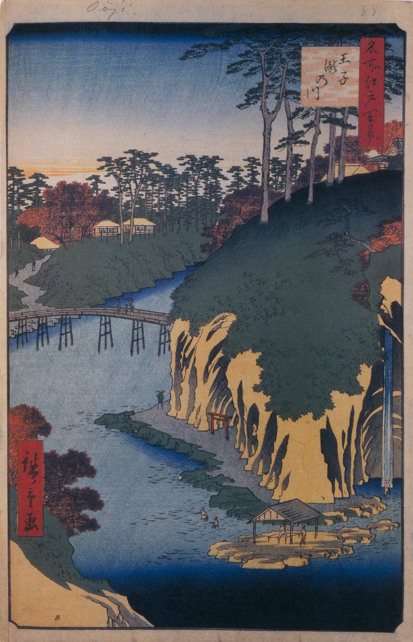 O Takinogawa em Oji Cem vistas famosas de Edo, 1856-1858 de Utagawa Hiroshige