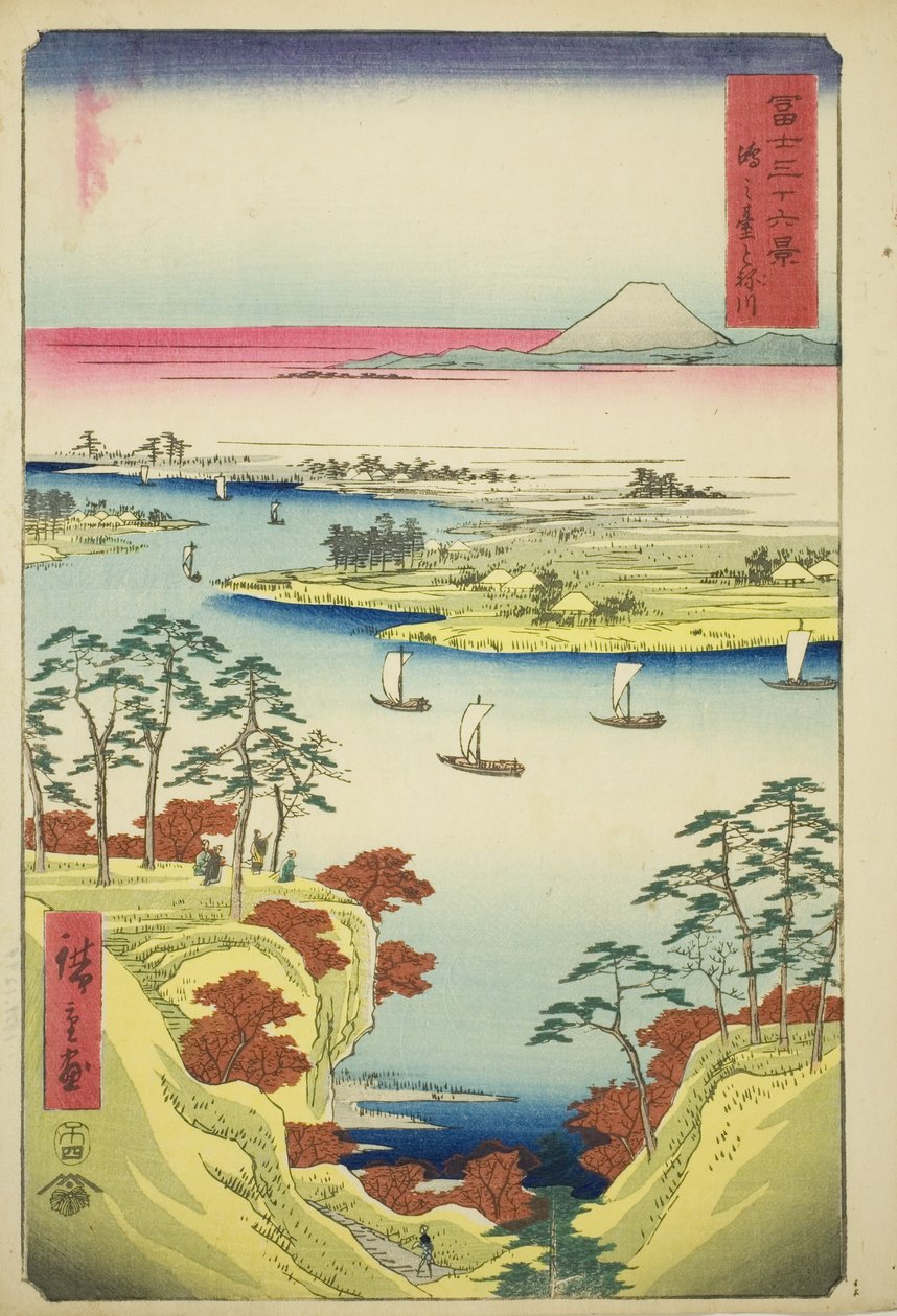 O Rio Tone em Konodai (Konodai Tonegawa), da série "Trinta e seis vistas do Monte Fuji (Fuji sanjurokkei)" de Utagawa Hiroshige