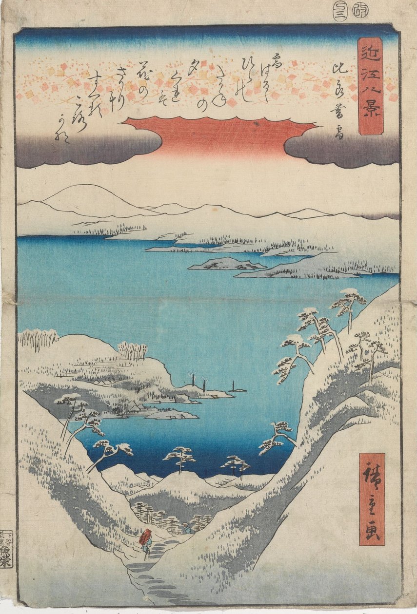 Neve ao anoitecer em Hira de Utagawa Hiroshige