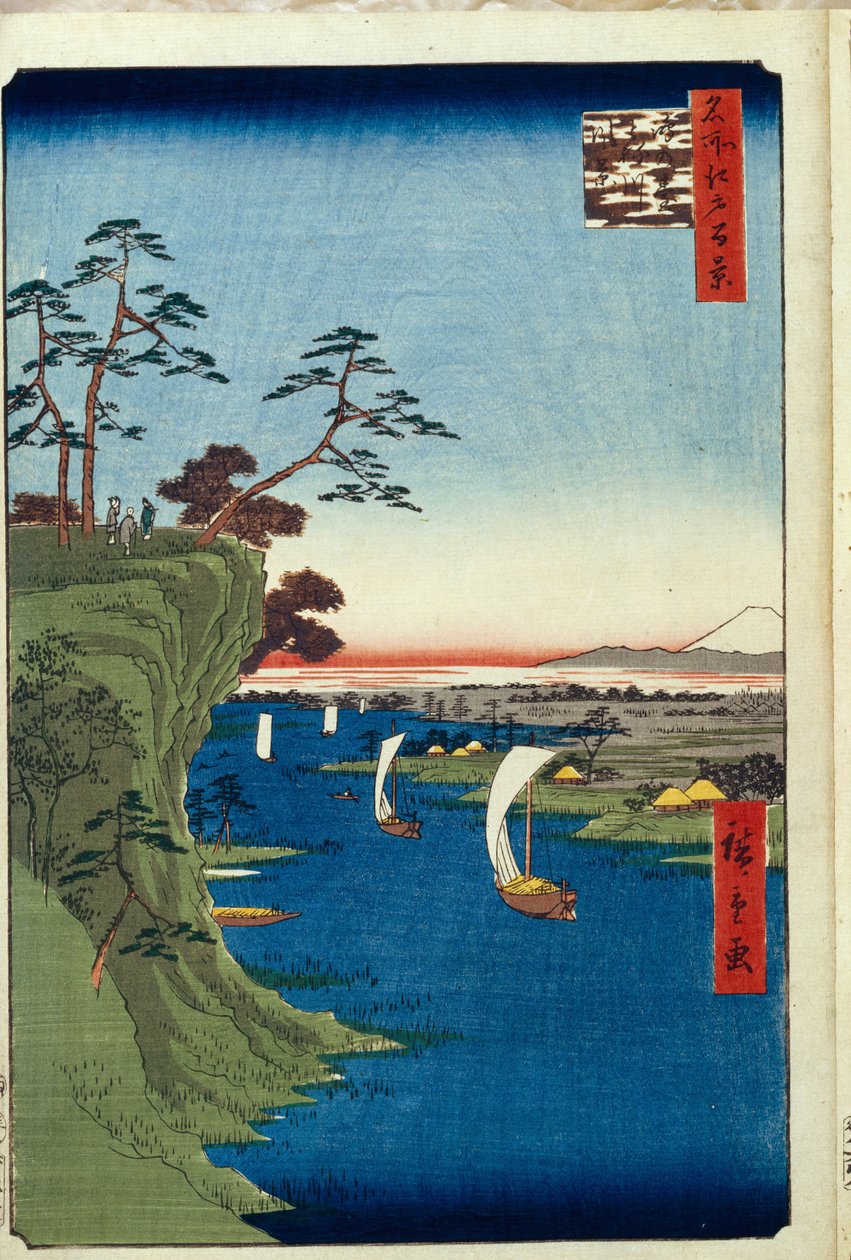 Vista de Konodai e do rio Tone Cem vistas famosas de Edo, 1856-1858 de Utagawa Hiroshige