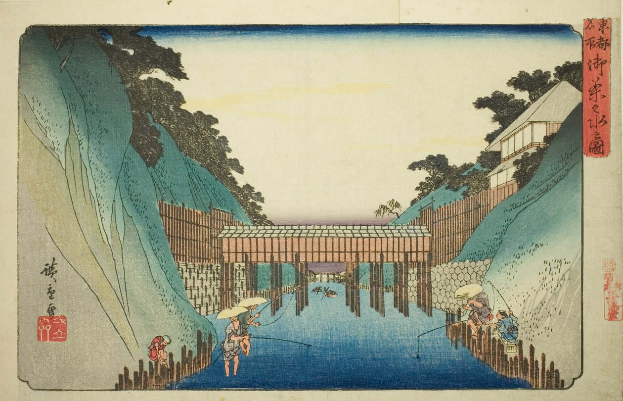Vista de Ochanomizu (Ochanomizu no zu), da série "Lugares Famosos da Capital Oriental (Toto meisho)" de Utagawa Hiroshige