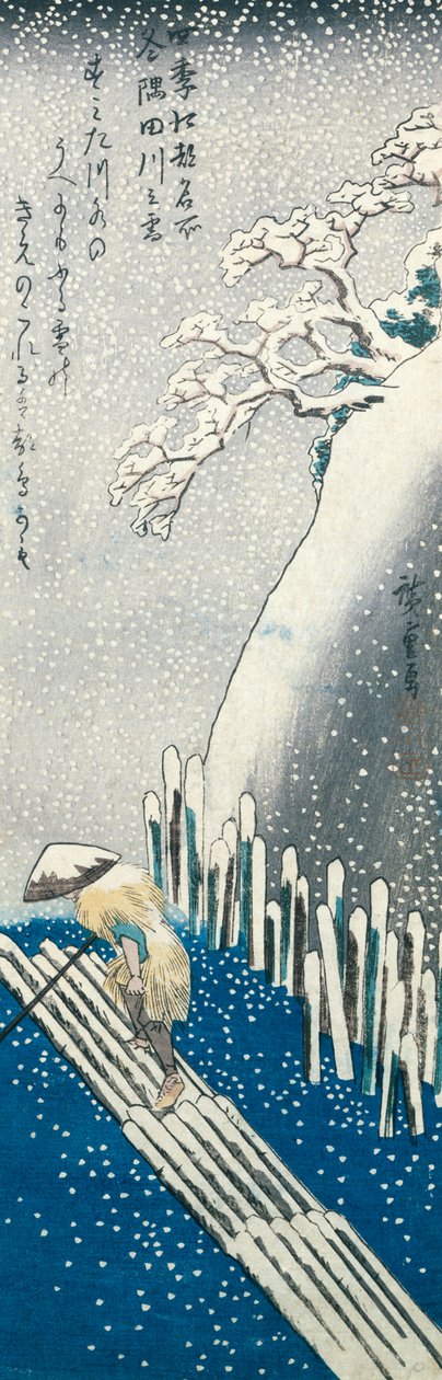 Cena de inverno (impressão de woodblock de cor) de Utagawa Hiroshige