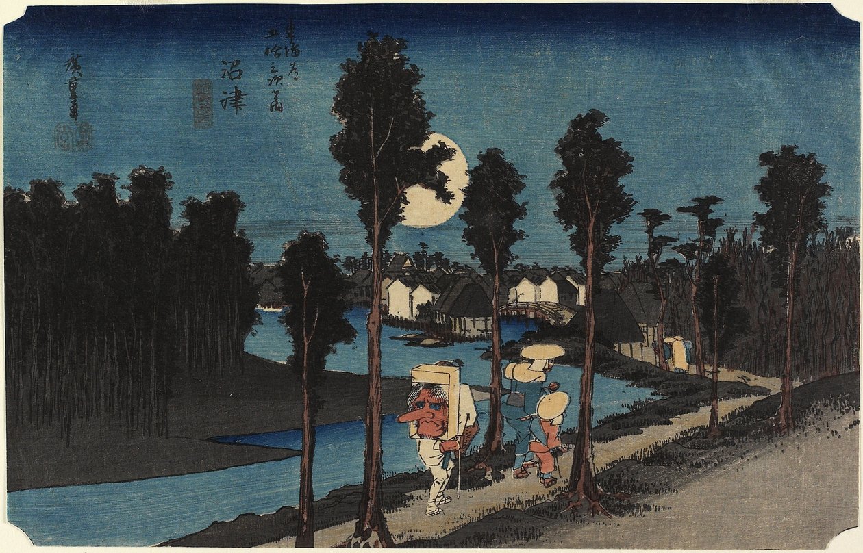 Cena de inverno, Mamamastu, c. 1833 de Utagawa Hiroshige