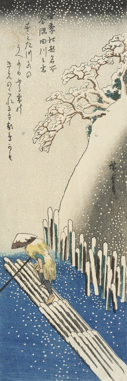 Inverno: o rio Sumida na neve de Utagawa Hiroshige