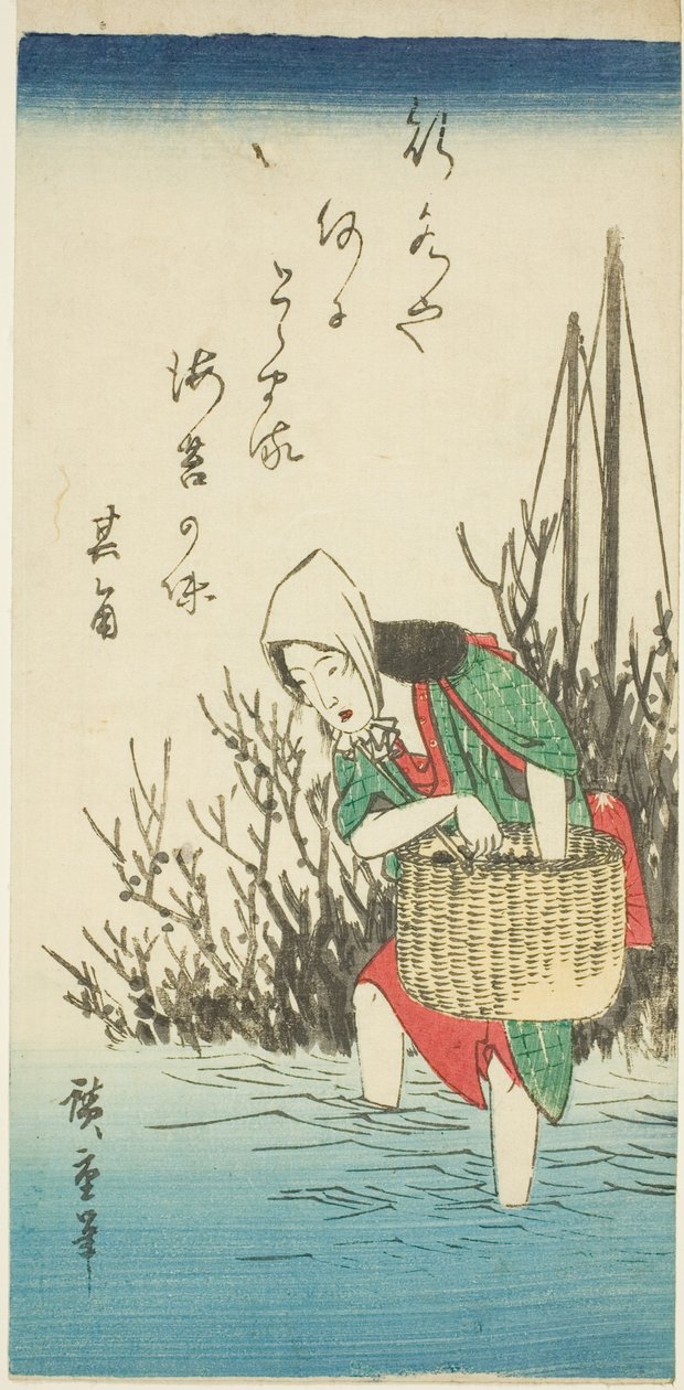 Mulher colhendo algas de Utagawa Hiroshige