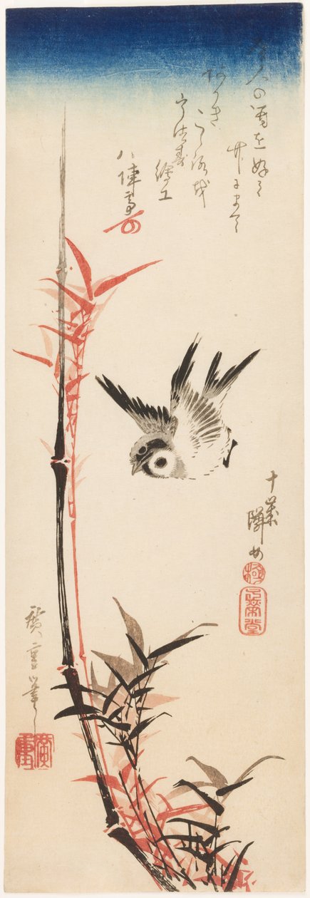 O pardinho e o bambu de Utagawa Hiroshige