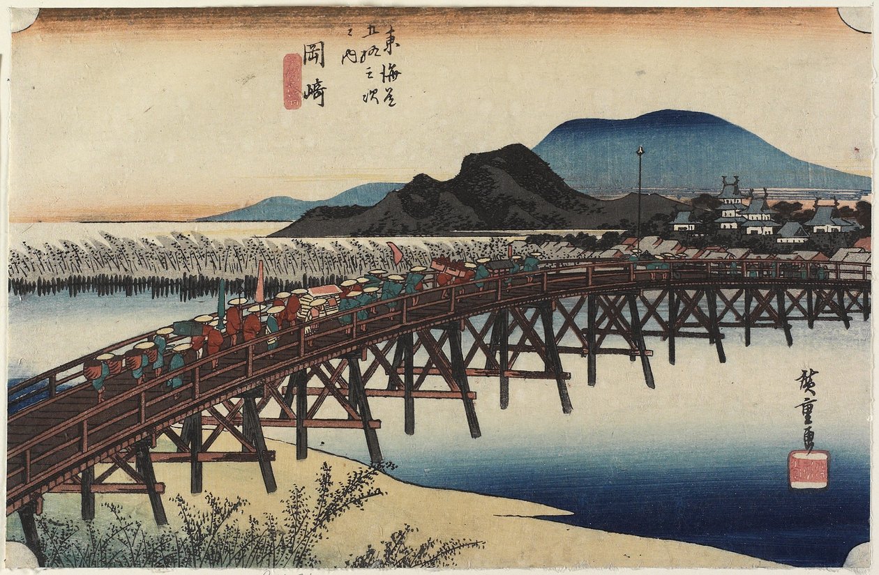 Ponte Yahagi, Okazaki, c. 1833 de Utagawa Hiroshige