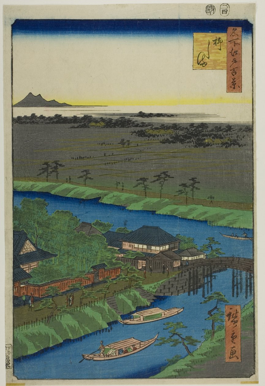 Yanagashima, da série "Cem Vistas Famosas de Edo (Meisho Edo hyakkei)" de Utagawa Hiroshige