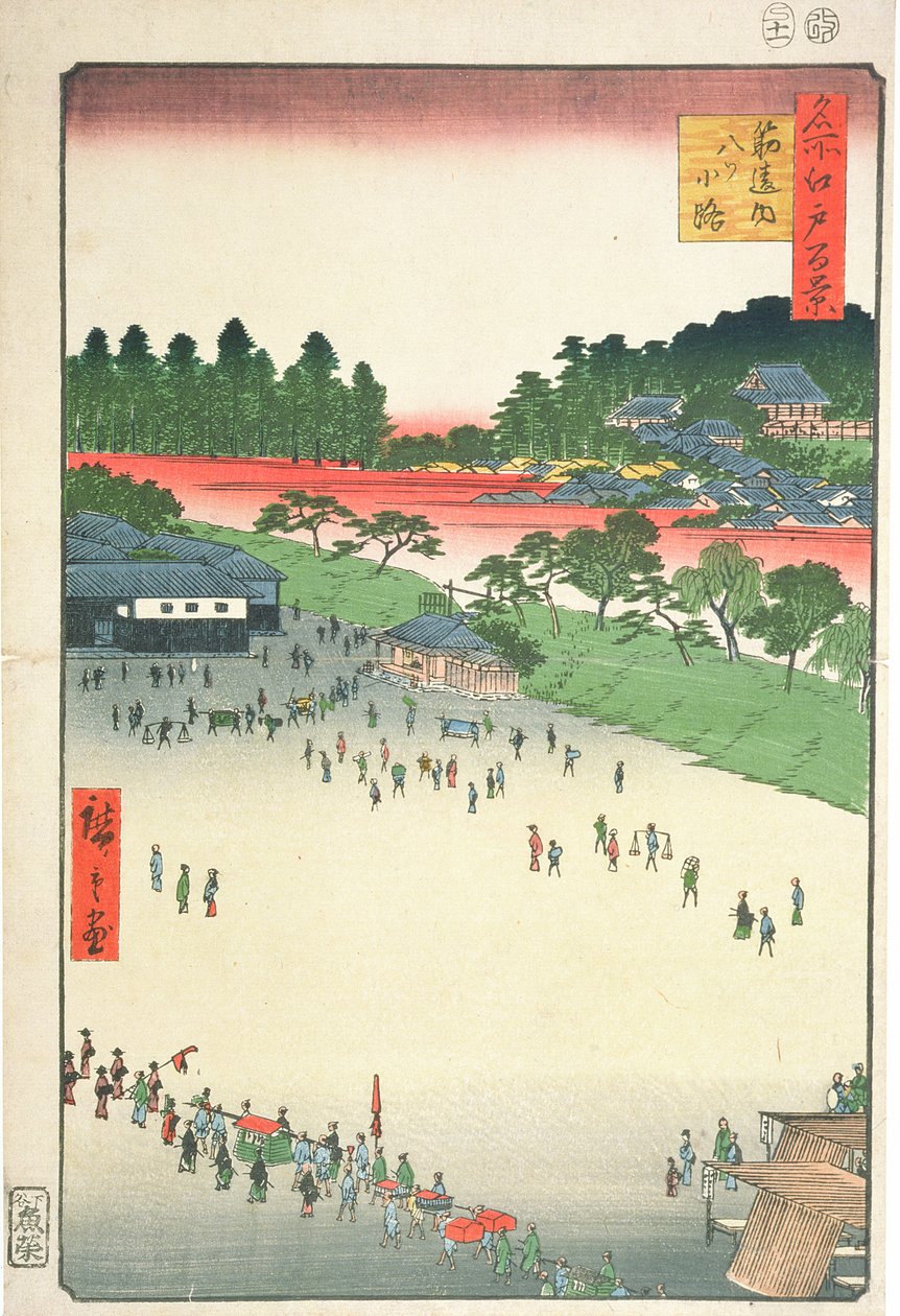 Yatsuko, dentro do Portão Sujikai, da série "Cem visões famosas de Edo", 1857 (impressão em xilogravura a cores) de Utagawa Hiroshige