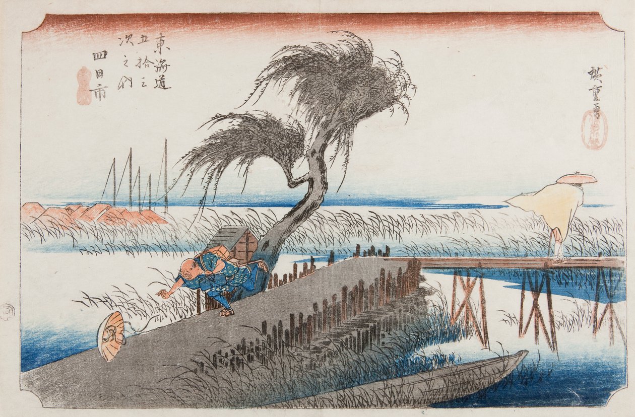 Yokkaichi, estampa 44 da série: As cinquenta e três estações da estrada de Tokaido / Tokaido gojusan tsugi no uchi de Utagawa Hiroshige