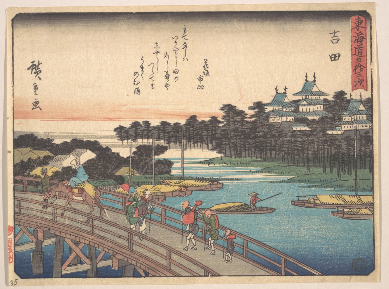 Yoshida; Toyokawa-Bashi, ponte Toyokawa de Utagawa Hiroshige