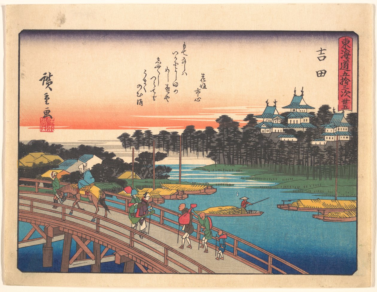 Yoshida, da série As cinquenta e três estações da estrada de Tōkaidō de Utagawa Hiroshige
