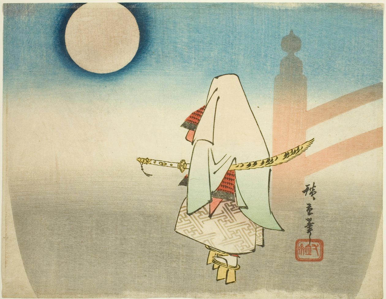 Yoshitsune Light ts Benkei Na Mutual help B motivo de Utagawa Hiroshige