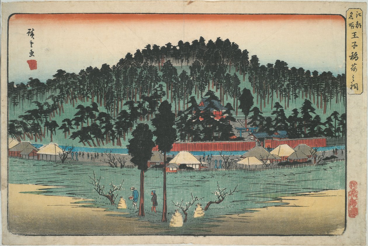 a. Pequeno santuário em Ōji, da série Vistas famosas de Edo de Utagawa Hiroshige