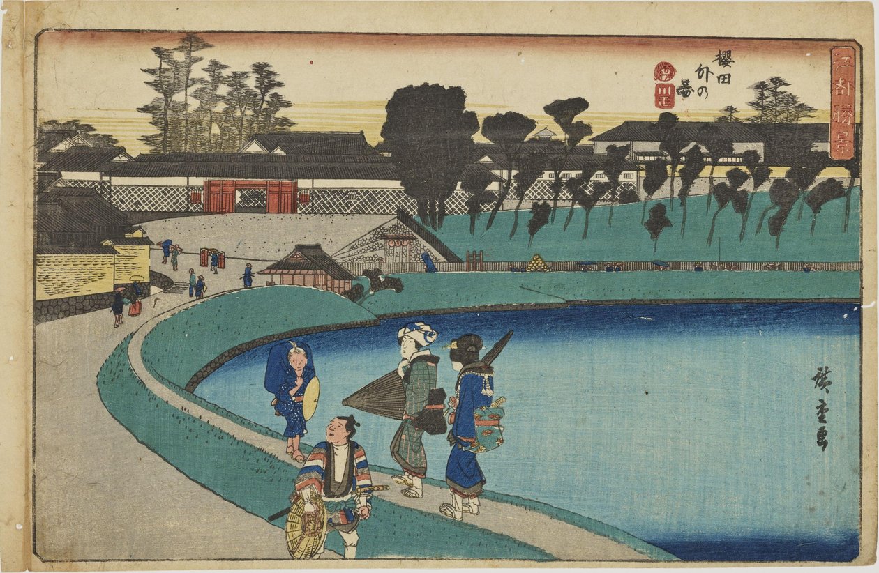 «À saída do Portão de Sakurada», da série «Vistas Notáveis de Edo» de Utagawa Hiroshige