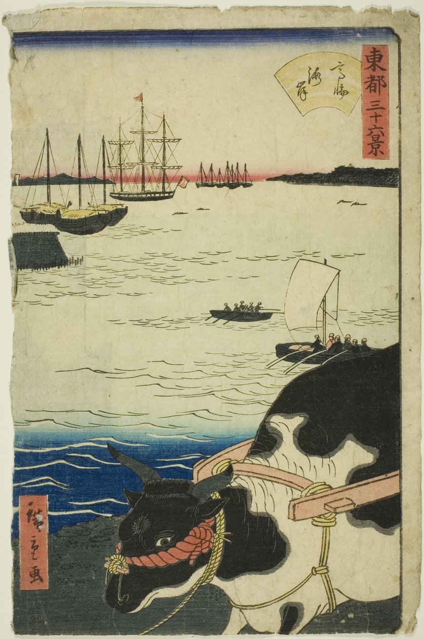 A Praia de Takanawa (Takanawa kaigan), da série "Trinta e seis Vistas da Capital Oriental (Toto sanjurokkei)" de Utagawa Hiroshige II
