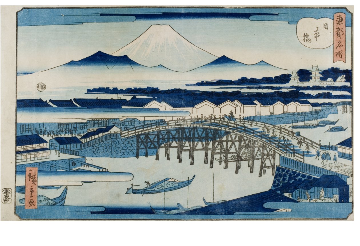 Nihonbashi da série Lugar Famoso da Capital Oriental de Utagawa II Hiroshige