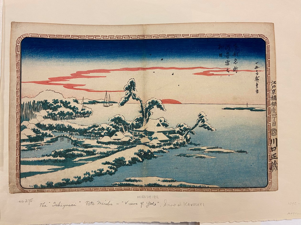 Neve no dia de Ano Novo em Susaki de Utagawa I Hiroshige