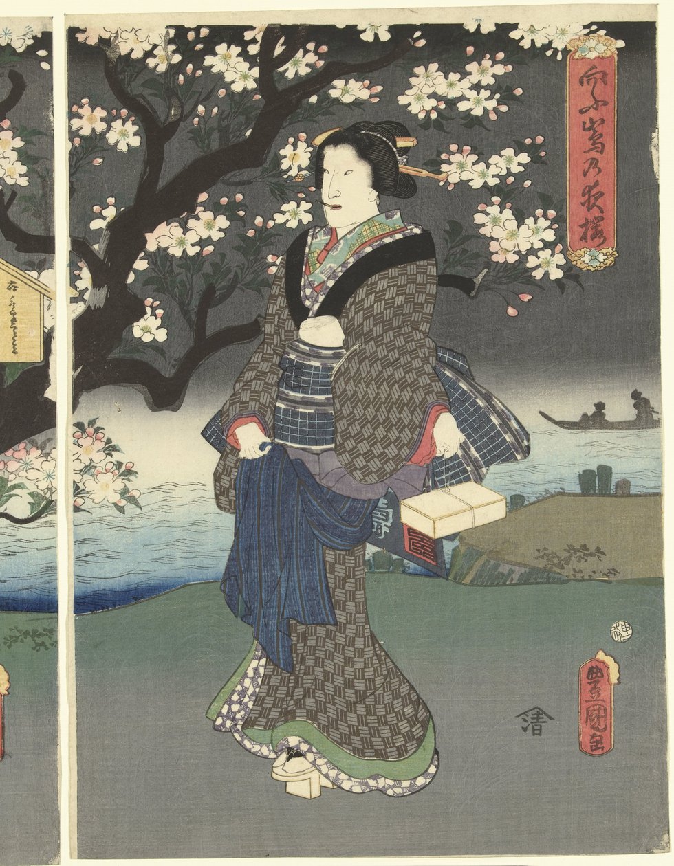 Passeio nocturno ao longo do rio de Utagawa Kunisada (I)