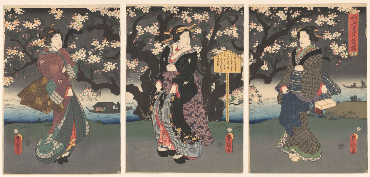 Passeio nocturno ao longo do rio de Utagawa Kunisada (I)