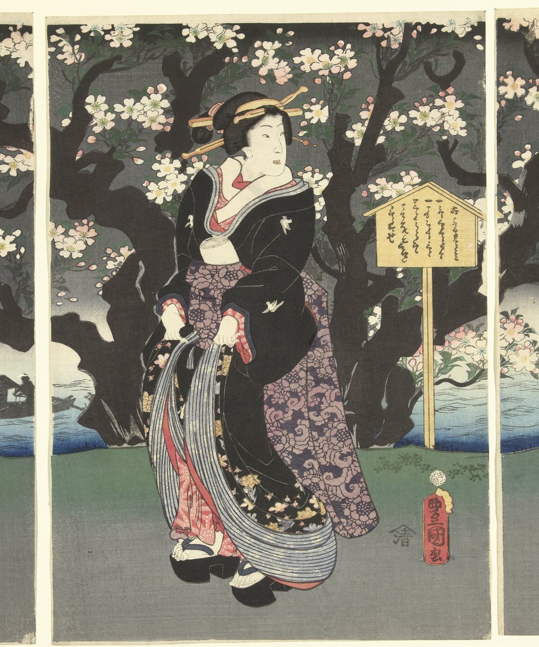 Passeio noturno ao longo do rio de Utagawa Kunisada (I)