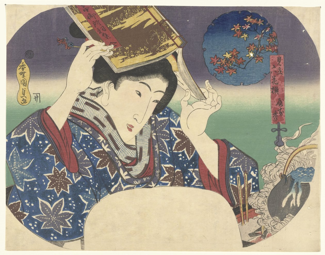 Bunya no Yasuhide Paródia dos seis poetas (título da série) Saias Mitate (título da série no objeto) de Utagawa Kunisada (I)