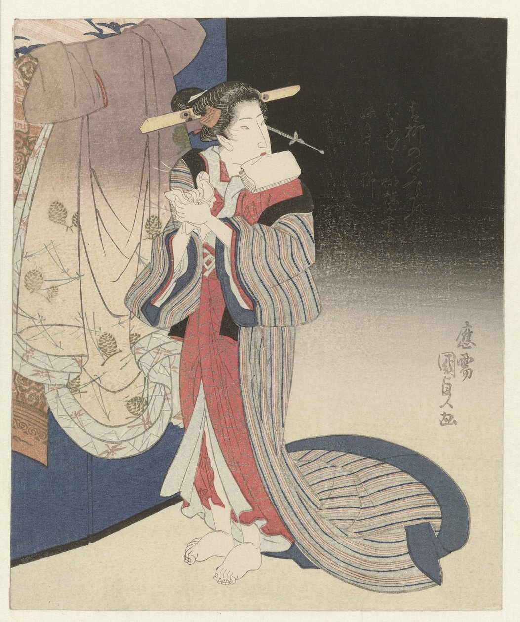 Courtisane prepara-se para a noite de Utagawa Kunisada (I)