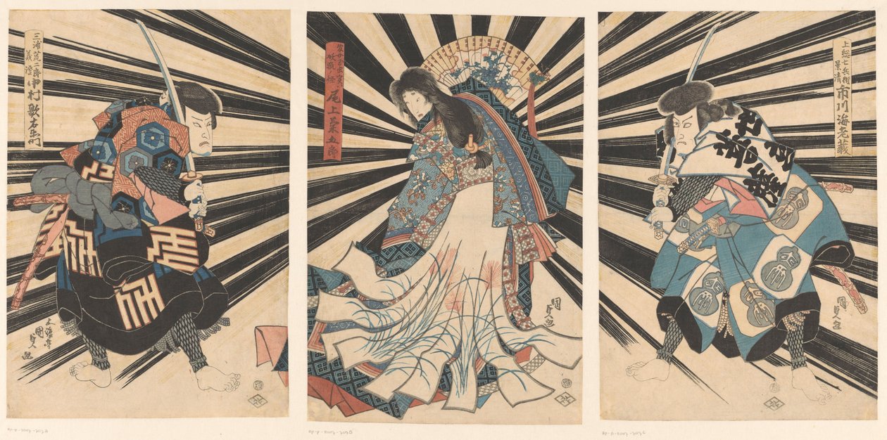Utaemon Nakamura Doctor V, Onoe Kikukoro Ii Ii Sono Ichikawa Grape Dye V. de Utagawa Kunisada (I)