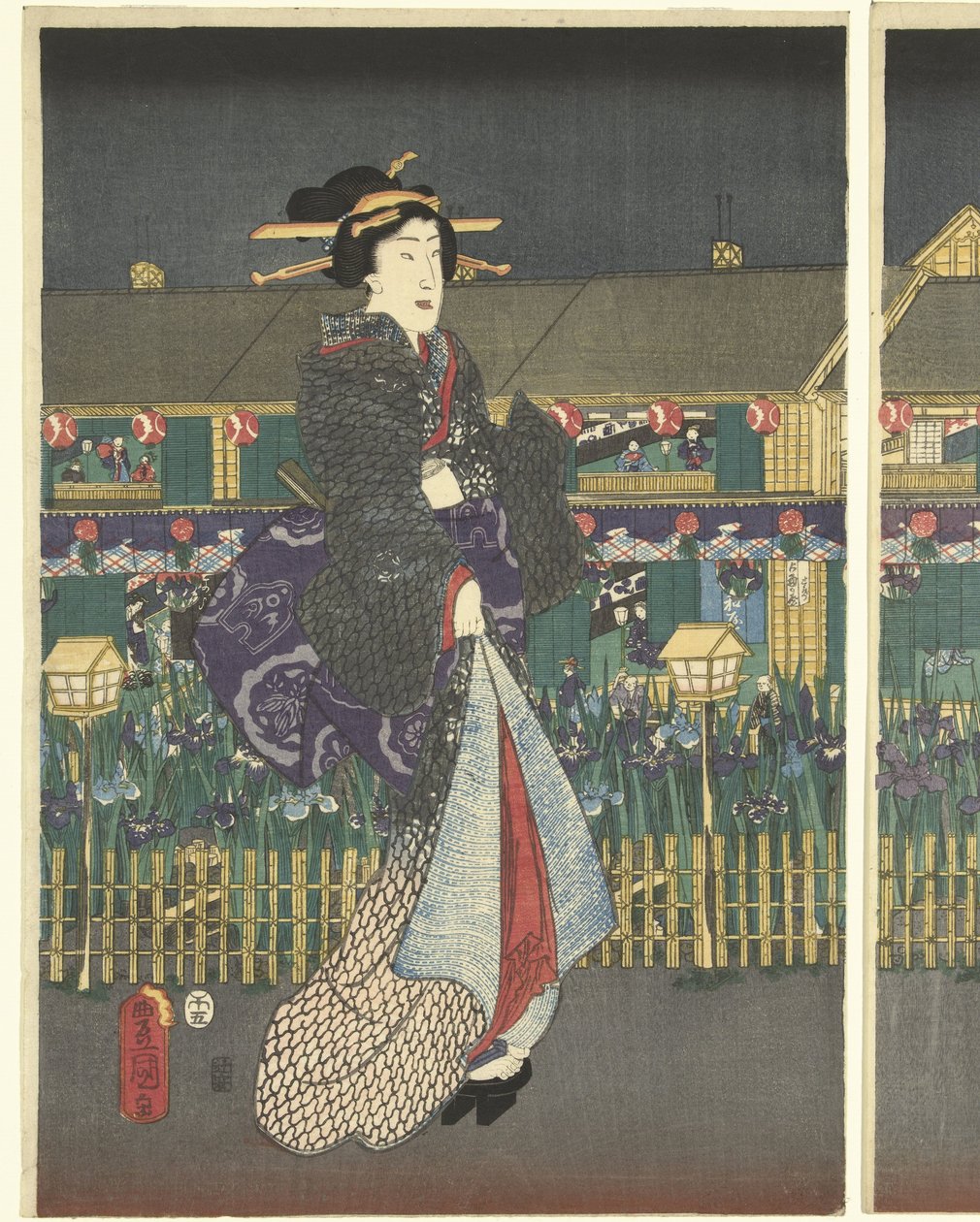Irriga em plena floração de Utagawa Kunisada (I)