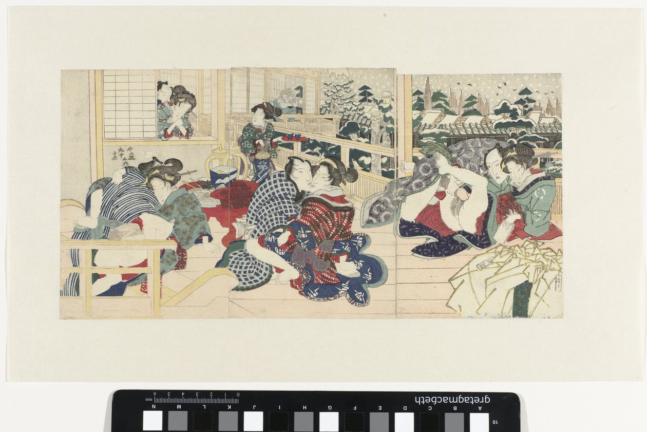 Casais de amor no terraço no Inverno de Utagawa Kunisada (I)